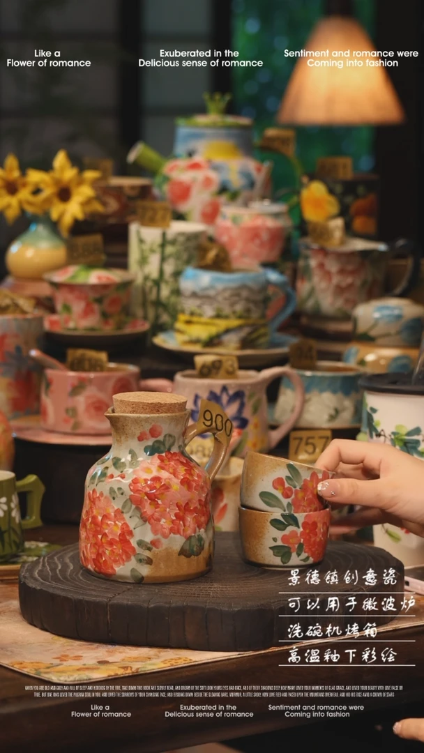 陶瓷900一套景德镇高温釉下彩绘设计师款式