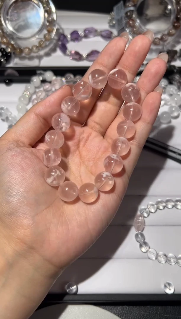 【闪购商品】水晶手链未镶嵌13mm粉雪花幽灵