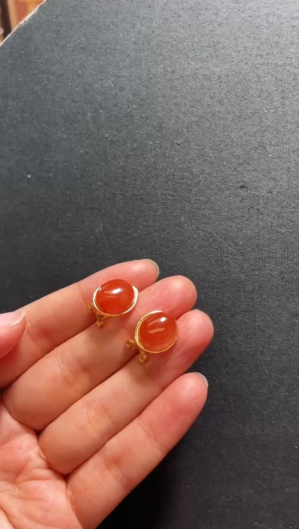 【闪购商品】南红玛瑙耳饰银S925镶嵌支持48小时鉴赏