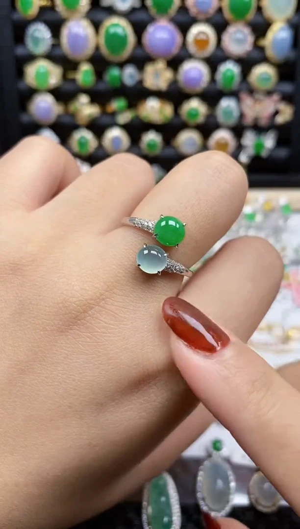 银S925镶嵌戒指翡翠5464