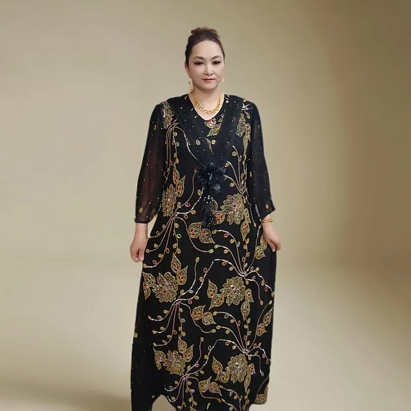 中年老女士气质中式中国风民族风显瘦绣花蕾丝优雅【全国包邮】