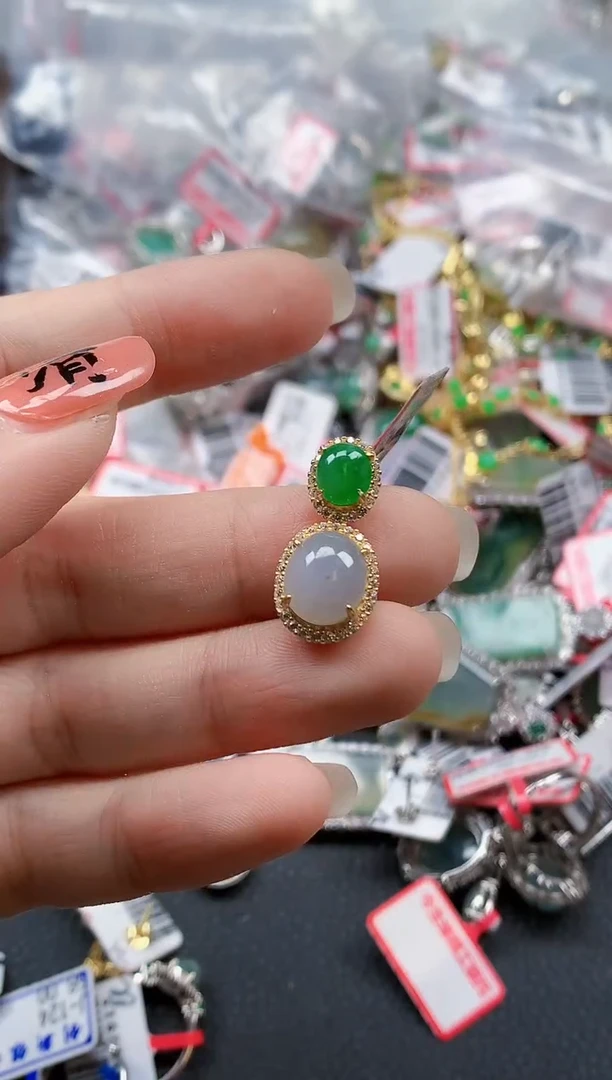 银S925镶嵌戒指翡翠天然A货缅甸翡翠