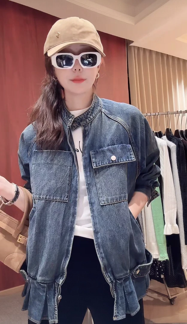 DEDM•STUDIO/小众设计感气质重工水洗拉链款牛仔外套2508WT/N8642