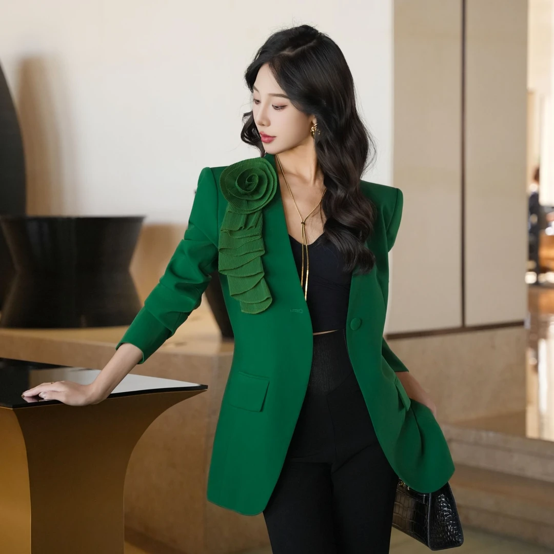 MD进进原创【灿若繁花】2025早秋气质显瘦时尚洋气女神范西装外套