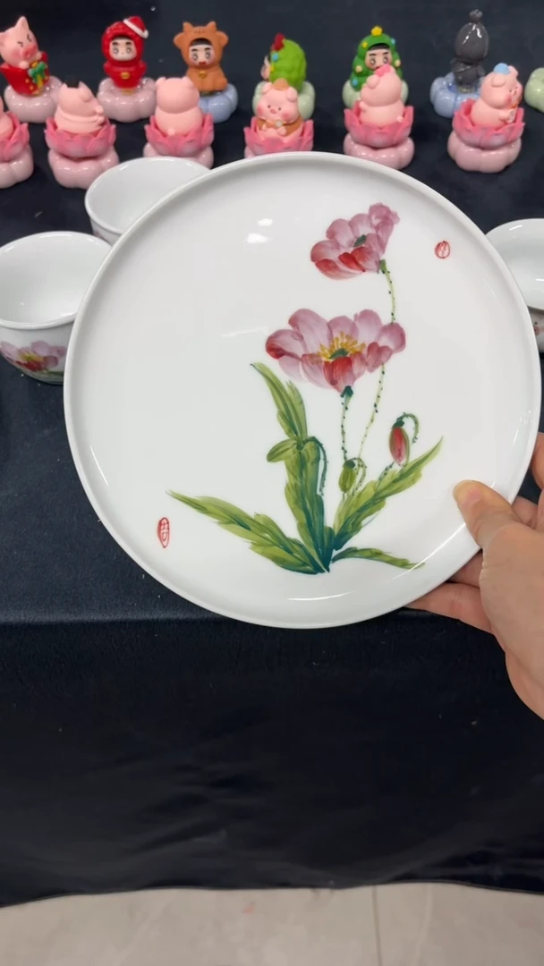 好***～景德镇陶瓷食品级手绘釉中彩-7.5寸壶承