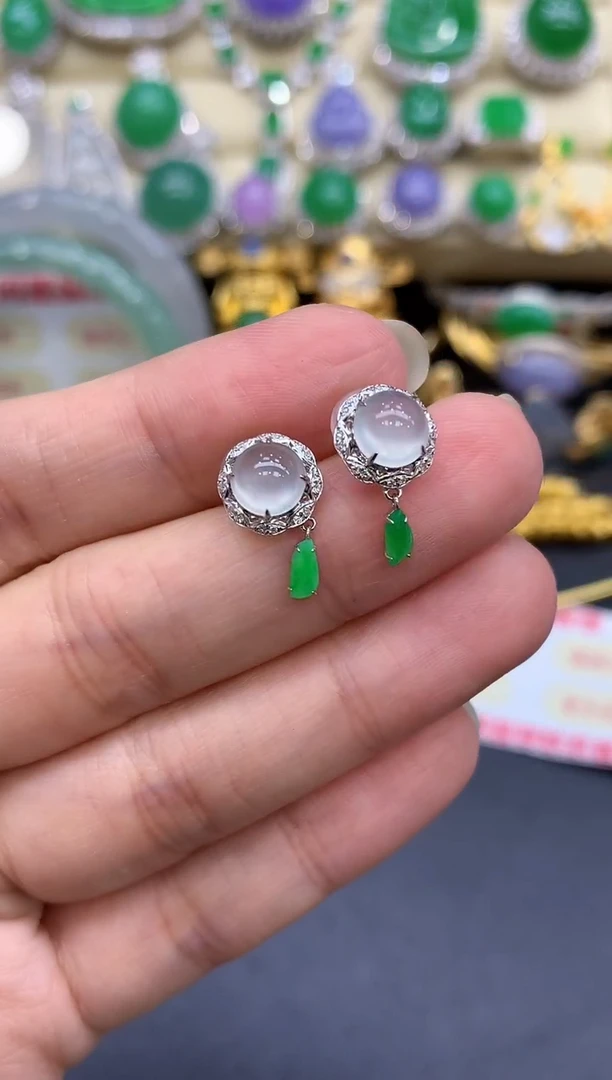 18K金镶嵌翡翠耳饰227-中国好珍宝