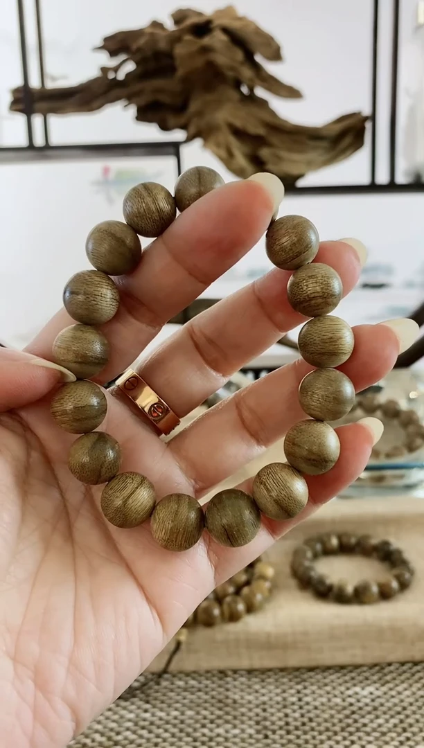 沉香手串文莱虎斑半野陈化老料13MM单圈