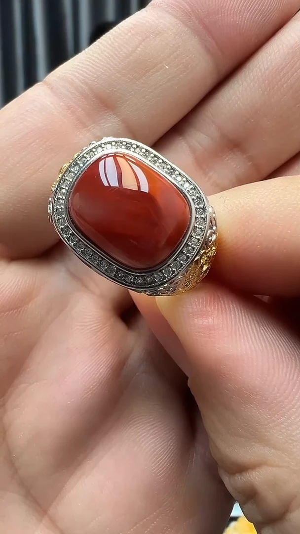 银S925镶嵌南红玛瑙戒指10