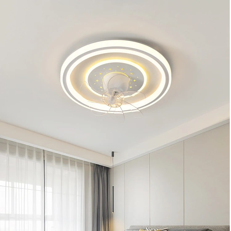 摇头智能语音风扇灯卧室餐厅变频风扇吸顶灯简约大气风格静音风力