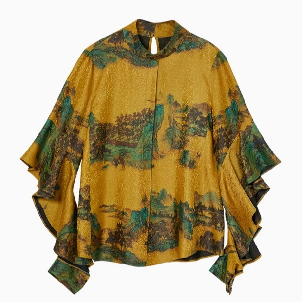 【娇娇美娇】娑尔青山绿水系列交织香云纱上衣HXHSFX8726