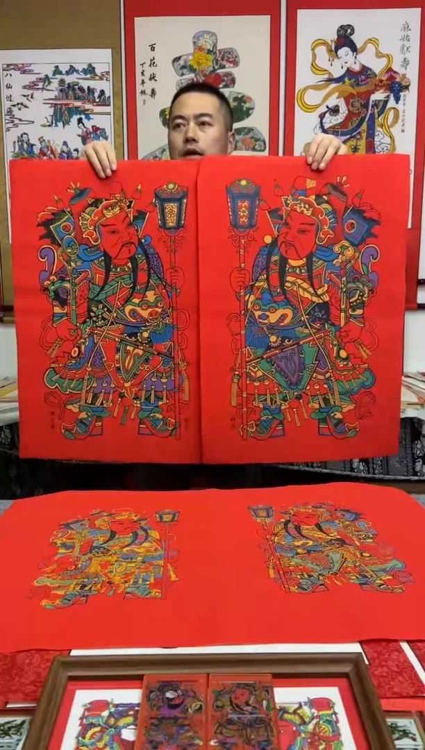 顶大门神神荼郁垒手工制作