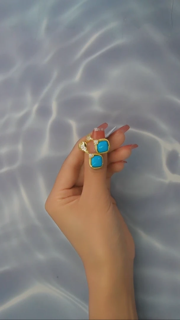 【闪购商品】绿松石耳钉银S925镶嵌发货一件10m+