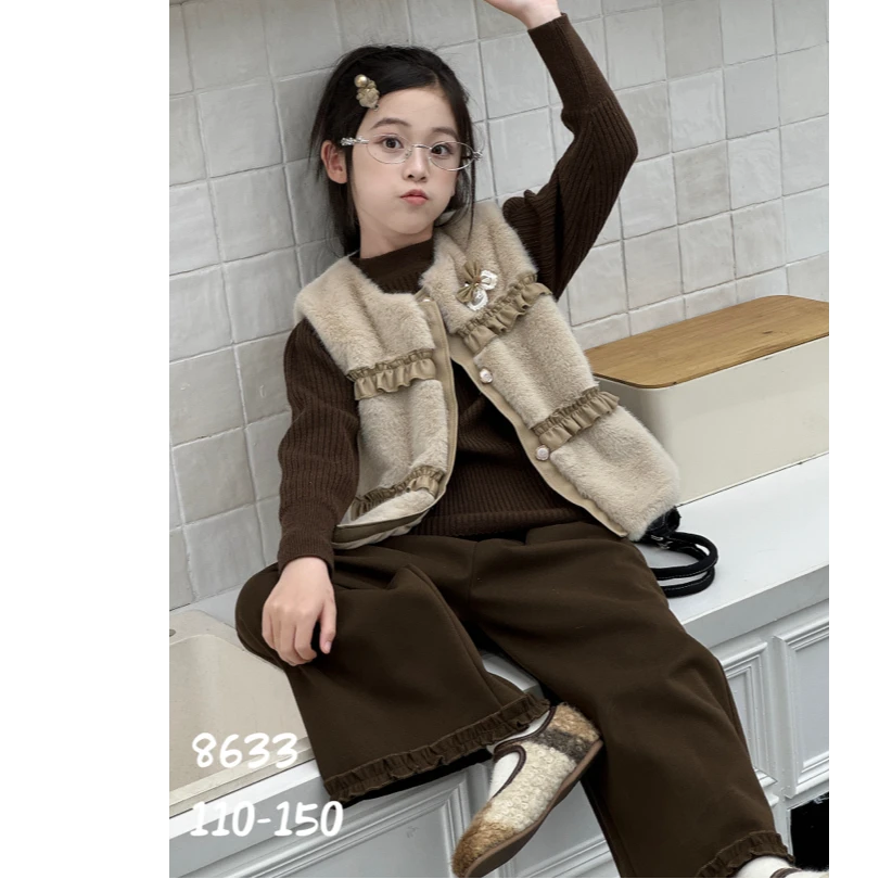 学院女童休闲风纯色毛衣秋季小香风套装女加厚童装冬季秋冬洋气