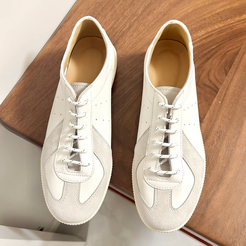 美式泽西风德训鞋男头层牛皮平底小白鞋运动休闲美拉德男鞋阿甘鞋