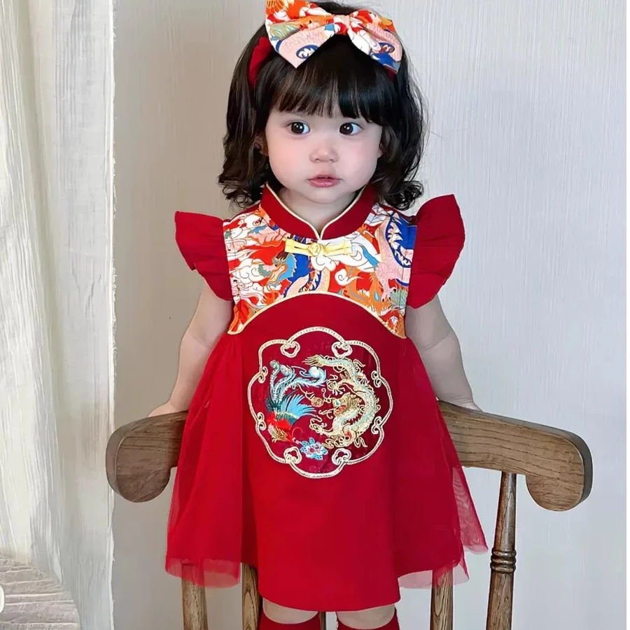 女宝宝夏季新中式连衣裙婴儿公主裙女童旗袍裙子一岁女孩周岁礼服