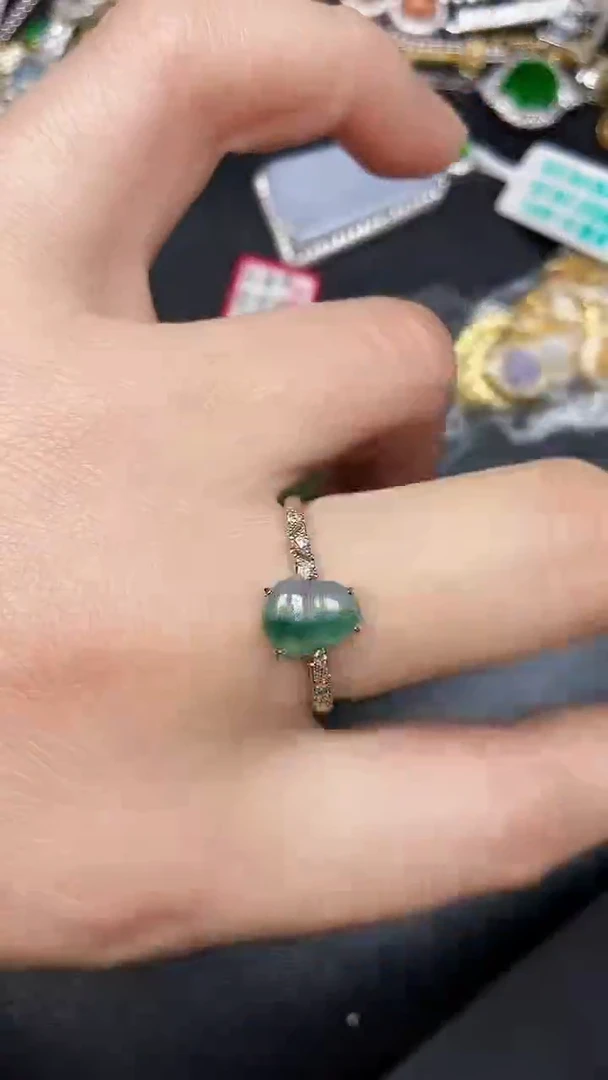 银S925镶嵌戒指翡翠2640