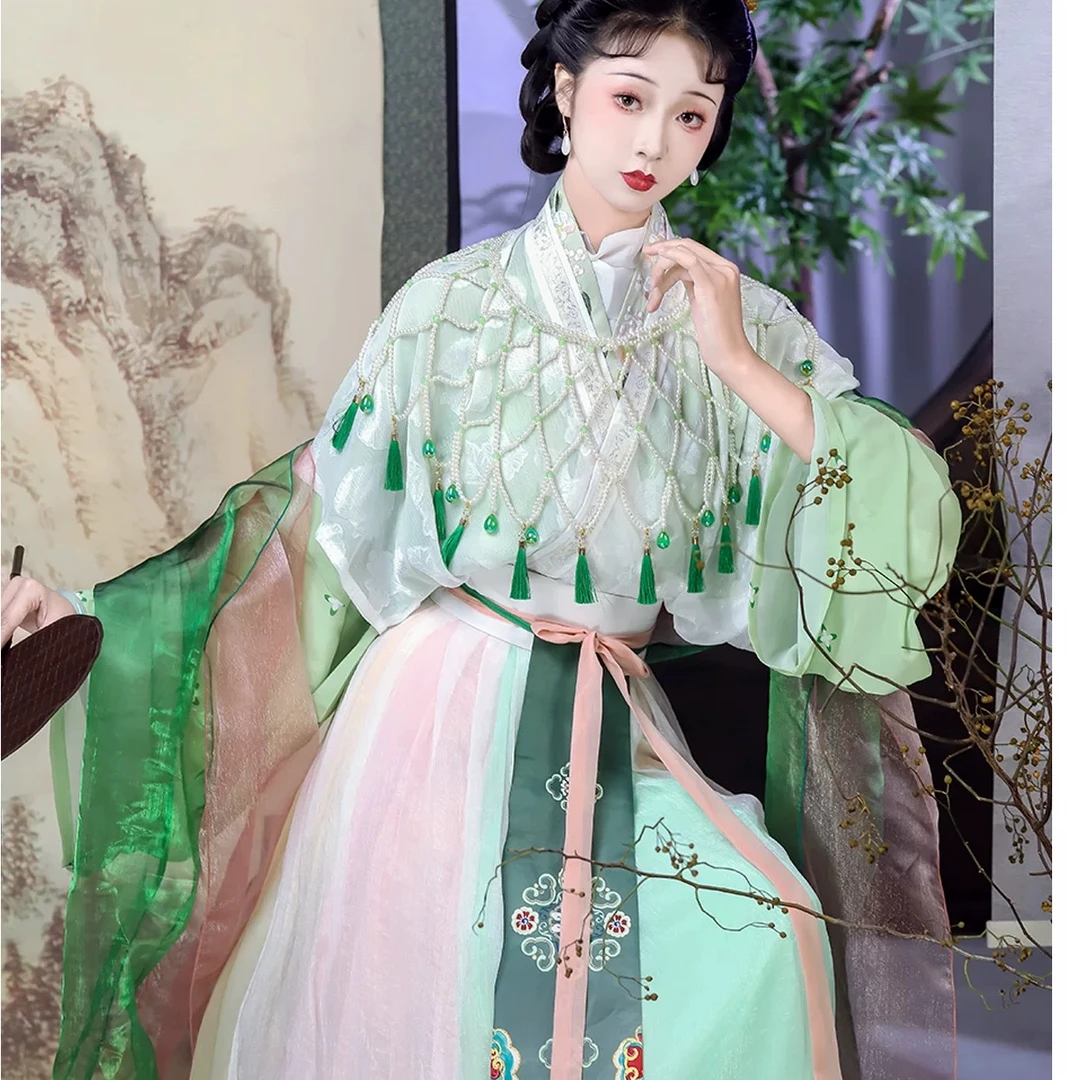 华姿仪赏海棠春汉服腰封&绣花云肩夏季齐胸宋制汉服大袖大码明制