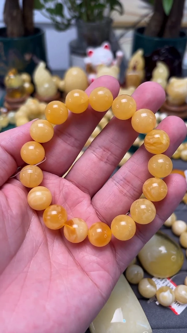 手串蜜蜡未镶嵌p58稀有焦皮料单圈 18.43克 12mm