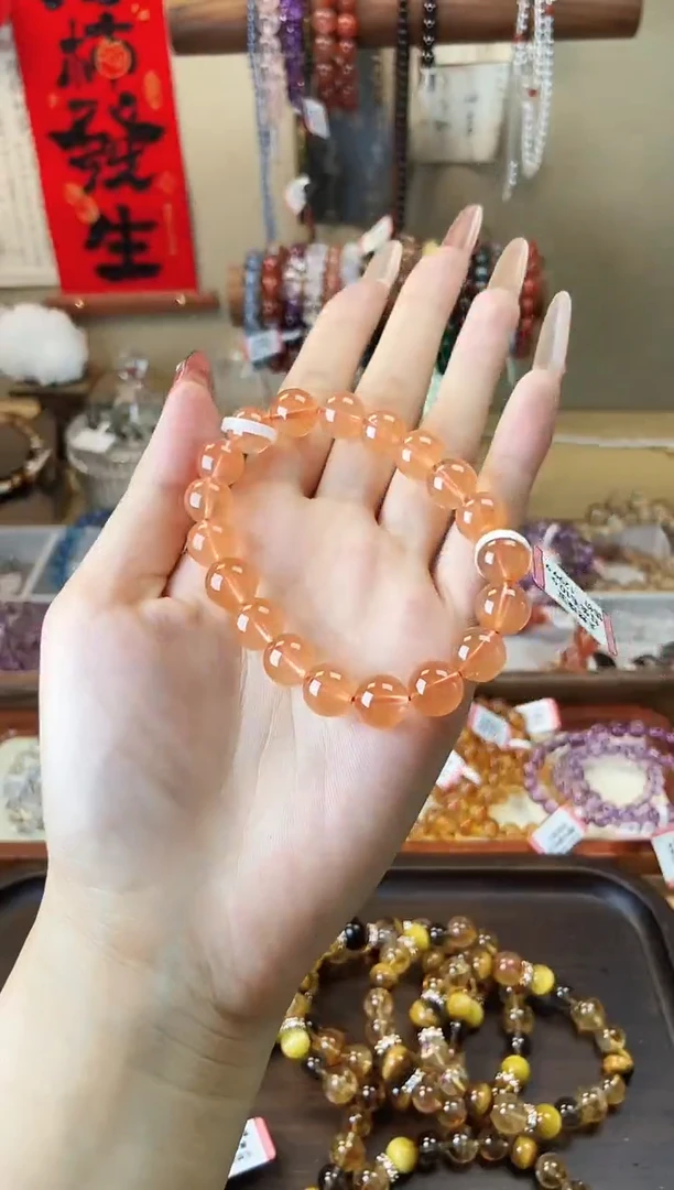 【闪购商品】水晶手链未镶嵌10.5mm红兔毛