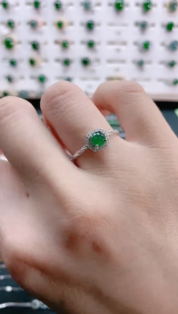 【闪购商品】翡翠戒指银S925镶嵌天然翡翠