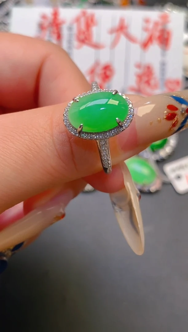 【闪购商品】翡翠耳饰银S925镶嵌天然A货翡翠1