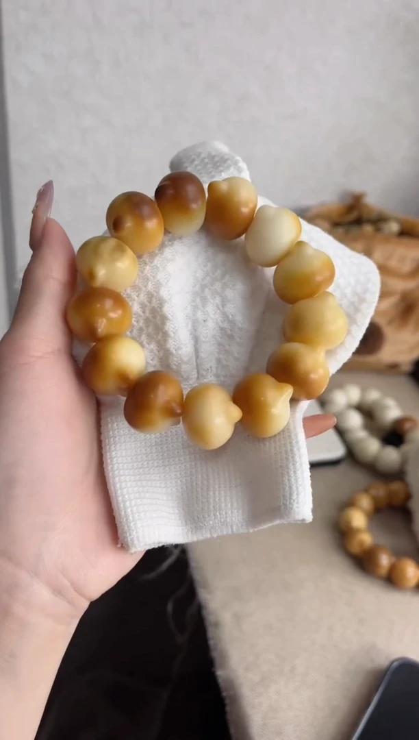 【闪购商品】菩提根/象牙果手串干磨猫猫头21mm瑕疵不补W34