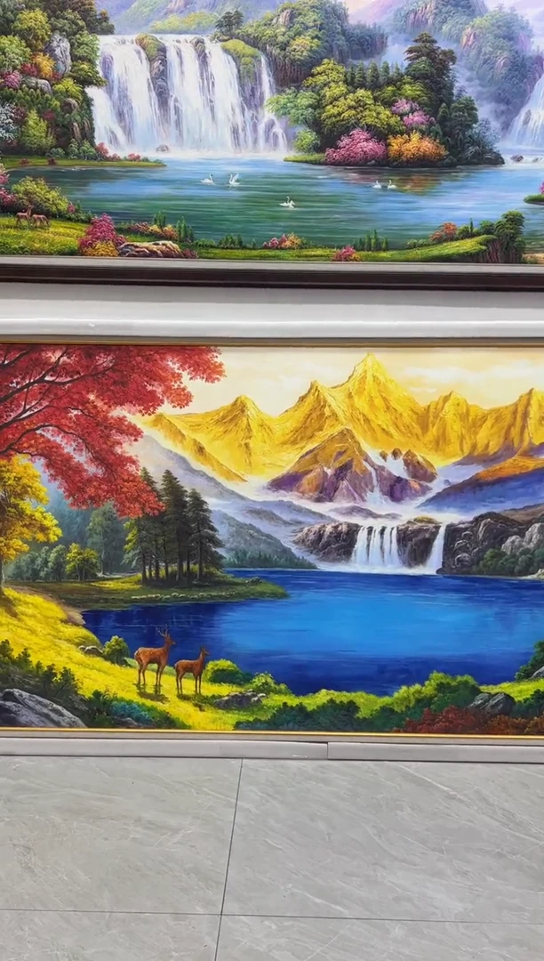油画大**生办公室客厅茶室玄关走廊家居版画挂画带框110*210