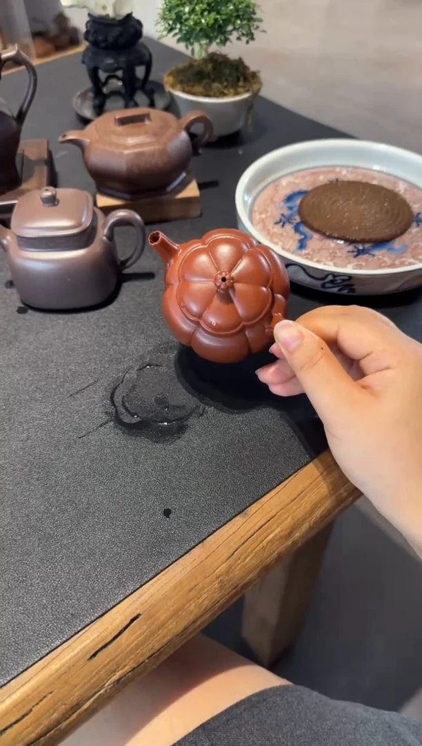 茶壶紫砂A*繁花 朱泥