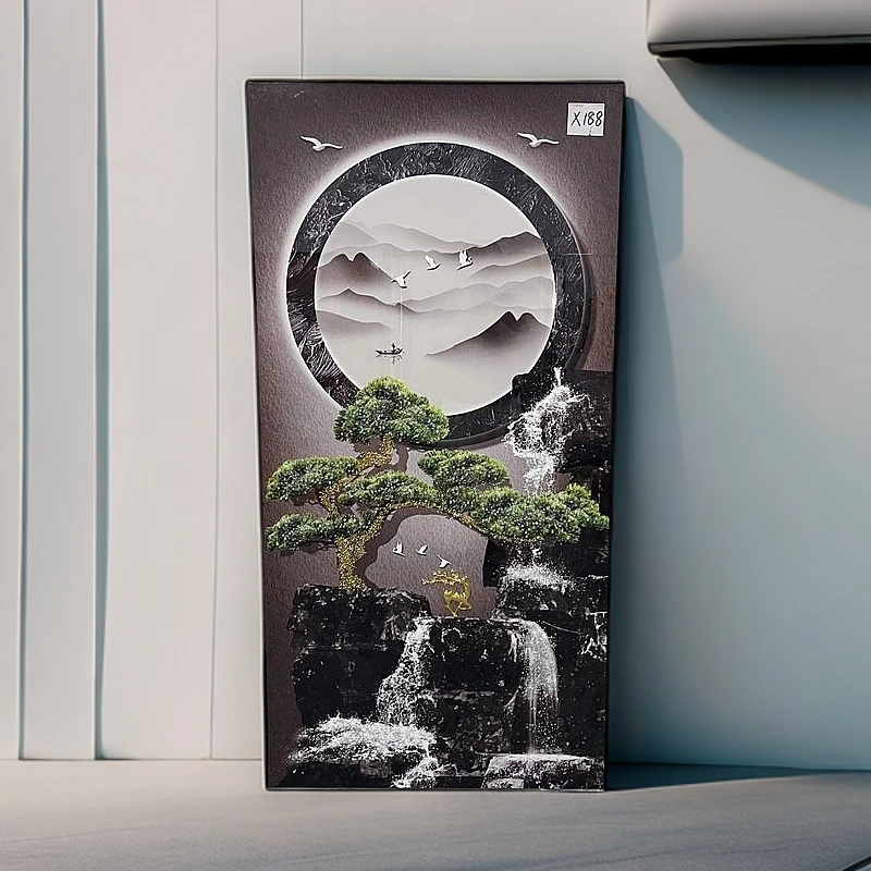 X188入户玄关山水画装饰画进门生财风景走廊过道画正对墙客厅挂画