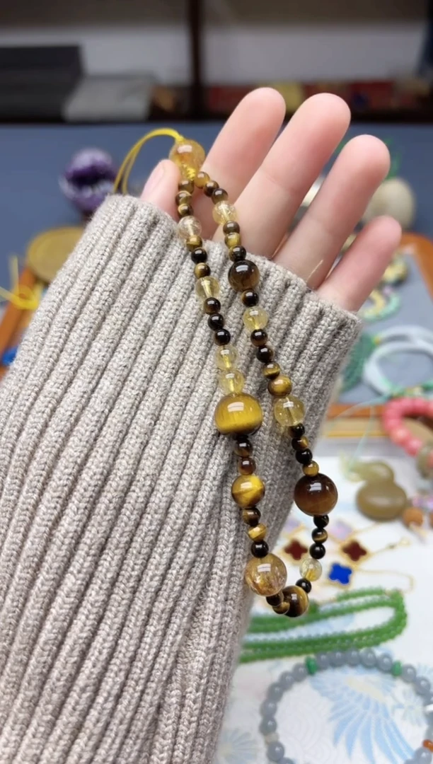 未镶嵌挂机木变石虎眼石手机链挂件ZD