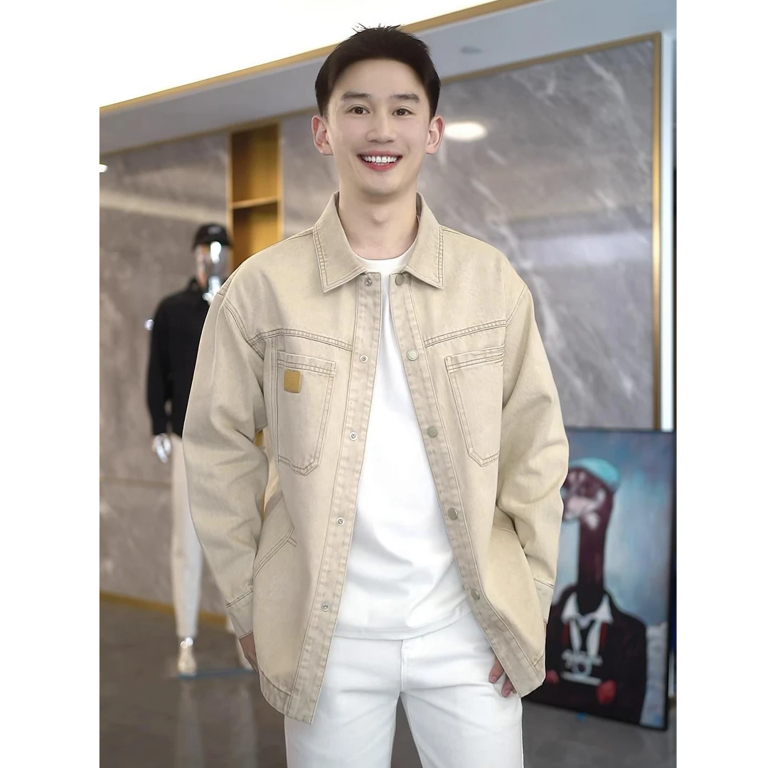 新款浅色牛仔衬衫外套时尚百搭休闲宽松潮流男女同穿5992