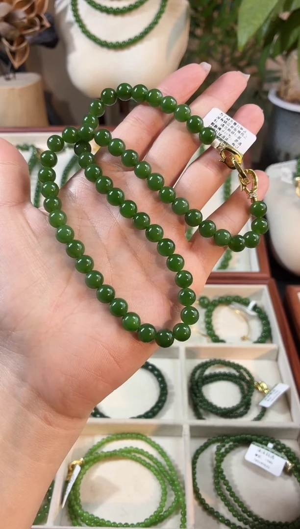 颈饰未镶嵌和田玉（碧玉）8高货辣菠无矿锁骨链