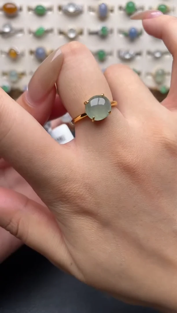 银S925镶嵌戒指翡翠一物一证一礼盒