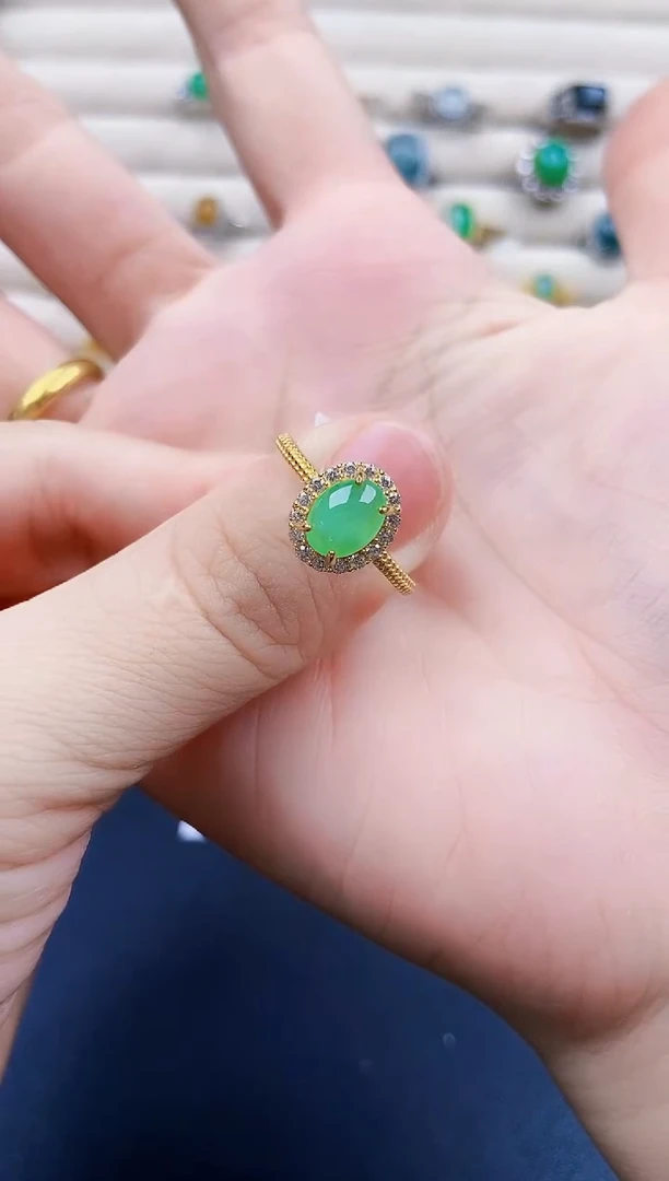 翡翠戒指银S925镶嵌21