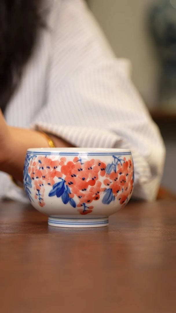 景德镇手绘青花大吉大利禅定杯