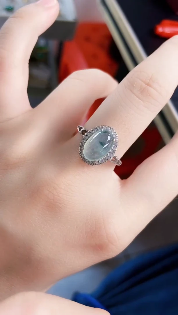 翡翠戒指银S925镶嵌124898