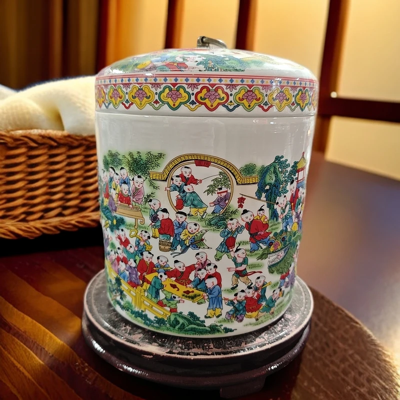高度20口径18景德镇陶瓷珐琅彩百子图罐201