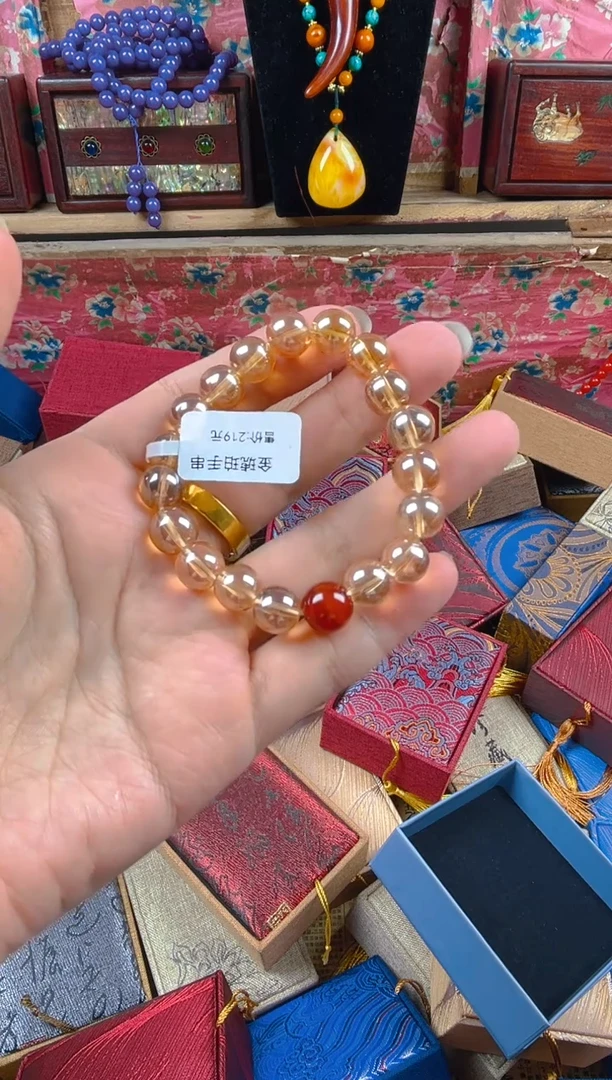 未镶嵌手链玛瑙/玉髓金琥珀手串