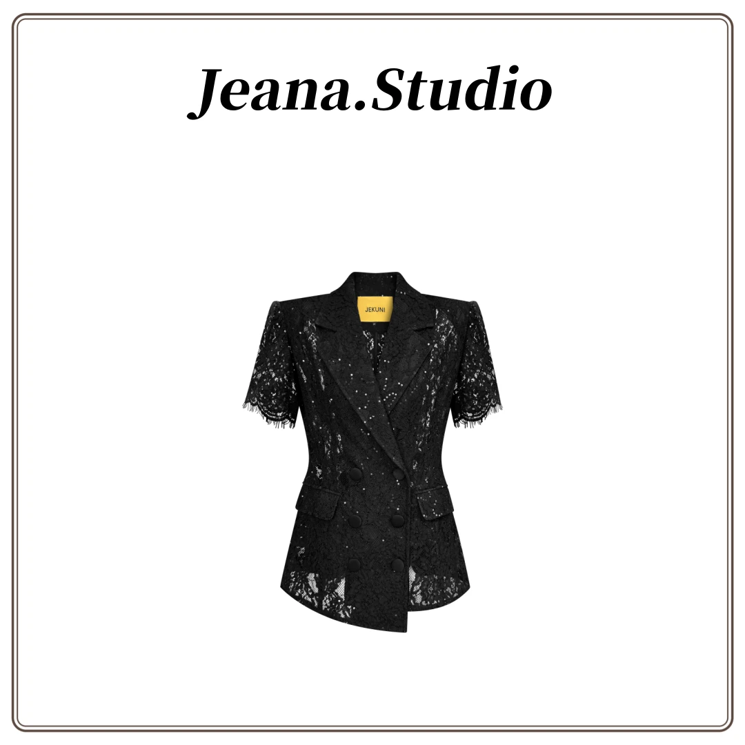 【Jeana.studio】原创设计轻奢蕾丝性感透气镂空短袖西装外套