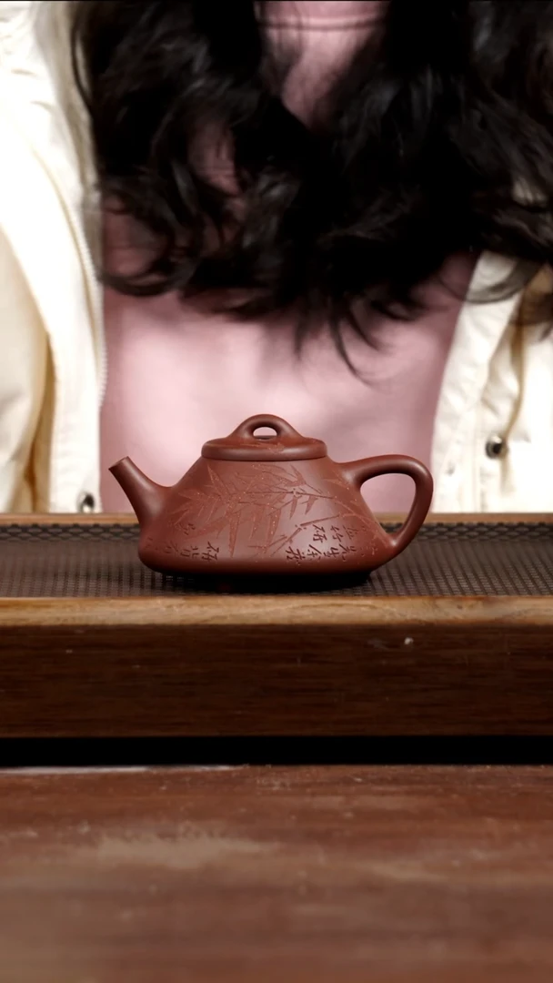 茶壶紫砂玫红底槽青子冶180CC