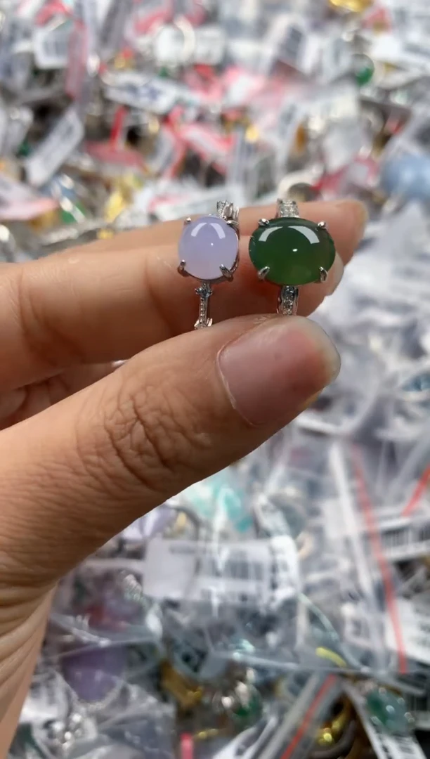 银S925镶嵌戒指翡翠444     10