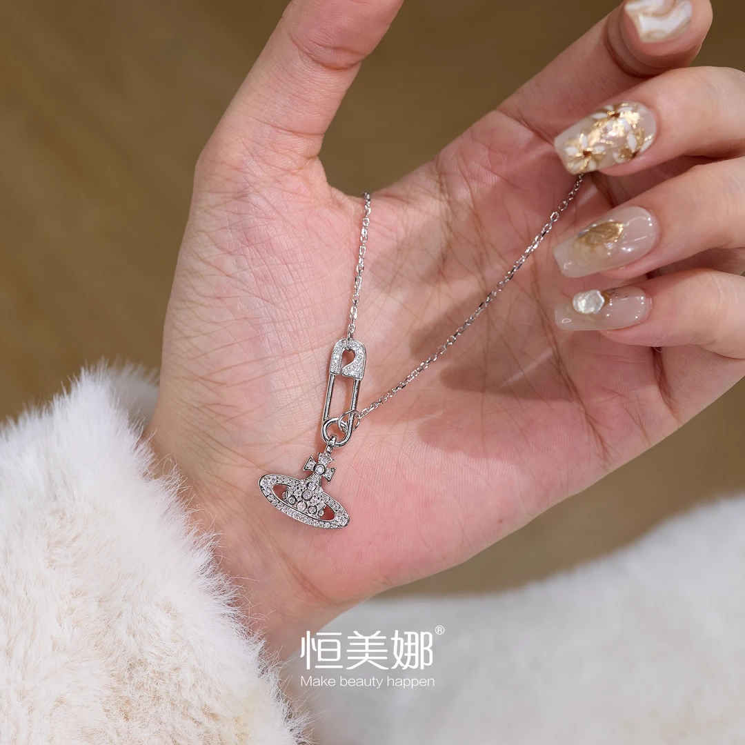 坠链均925银莫桑石 西太后项链 气质轻奢时尚百搭小众