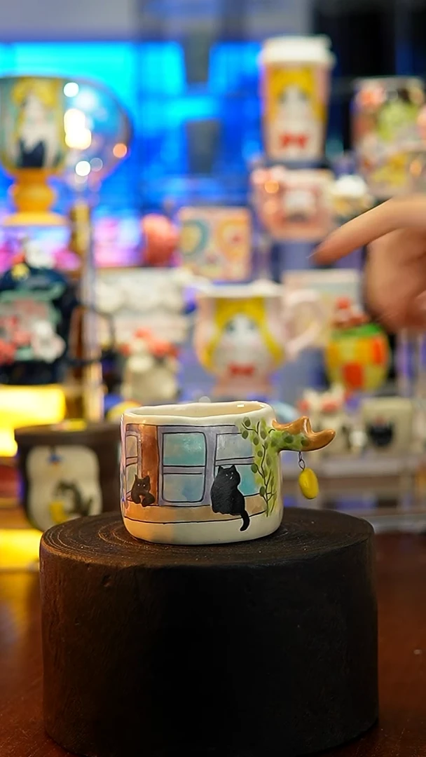杯子瓷S512景德镇手工手绘杯子摆件