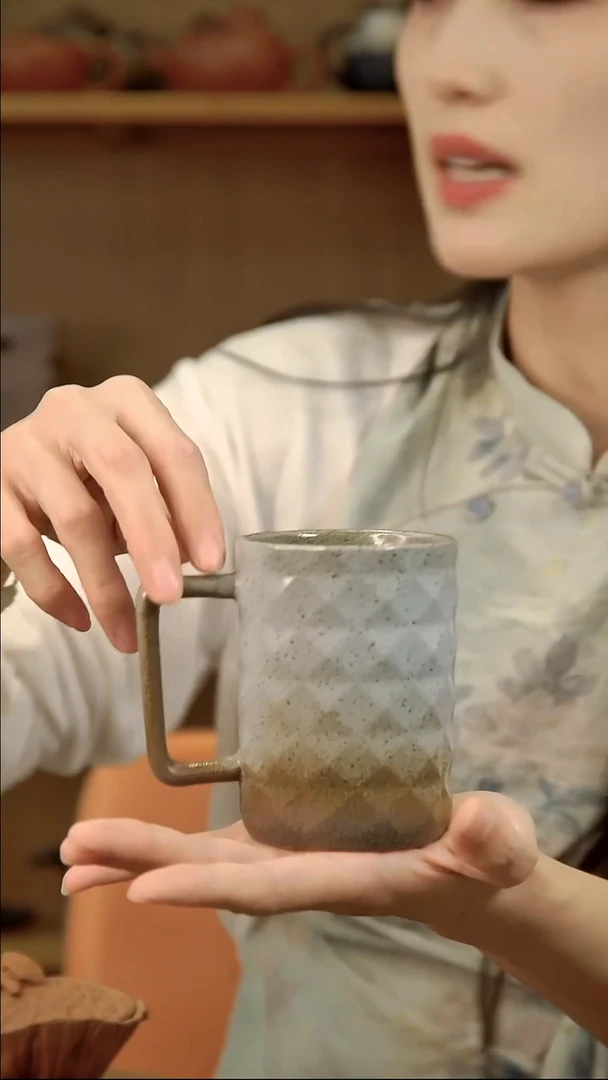 言野手作 咖啡杯蓝色锤纹