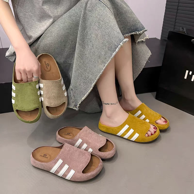 9612韩版平底勃肯外穿凉拖鞋女新款夏厚底复古潮流仙女百搭一字拖