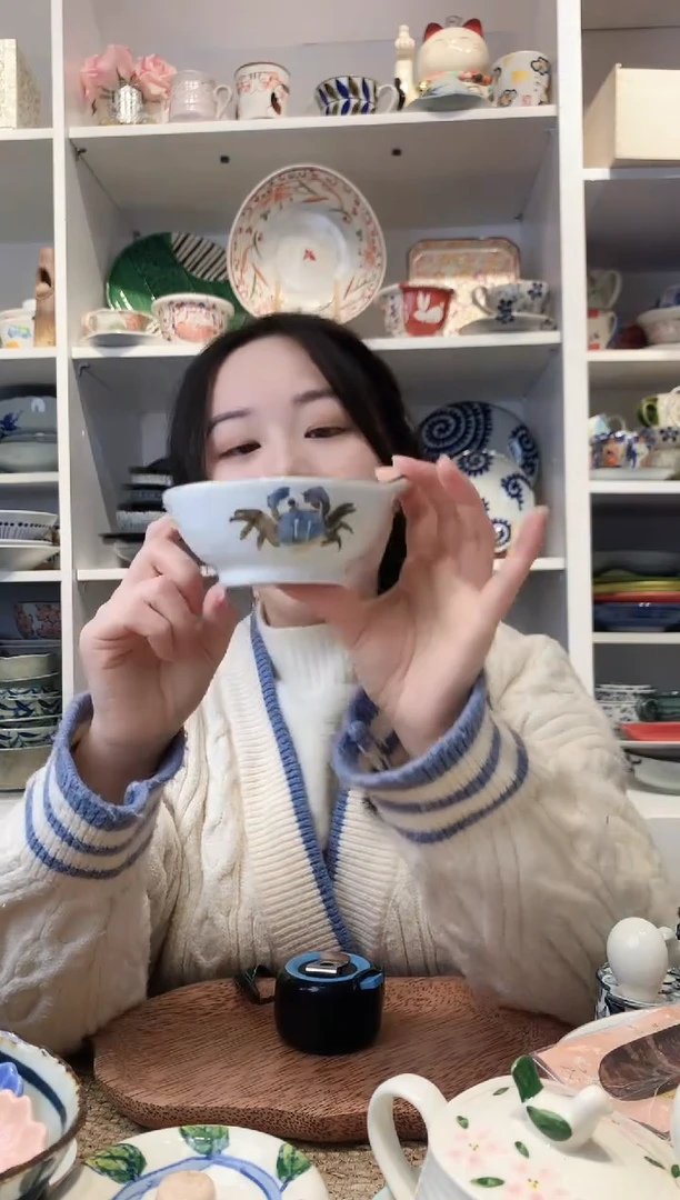 陶瓷【微瑕】九谷螃蟹单耳碗
