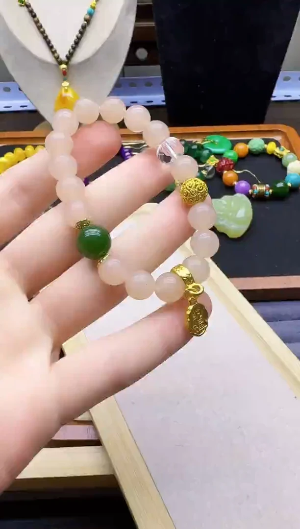 手链14K金镶嵌和田玉S80