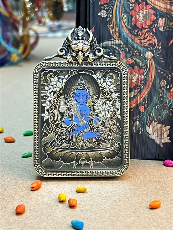 唐卡吊坠真品西藏纯手绘【虚空】高卡粗狂沙高工唐卡西藏热贡非遗