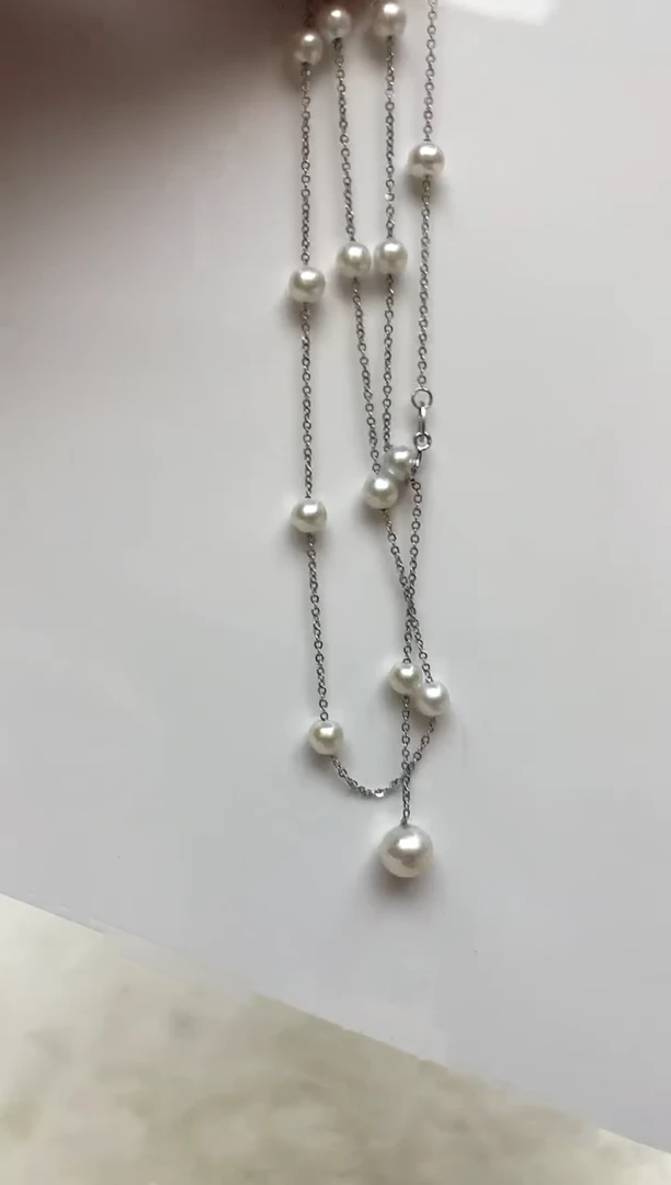 颈饰银S925镶嵌淡水珍珠4-5