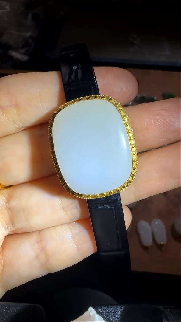 吊坠(赠链)18K金镶嵌和田玉和田玉白玉吊坠加手牌